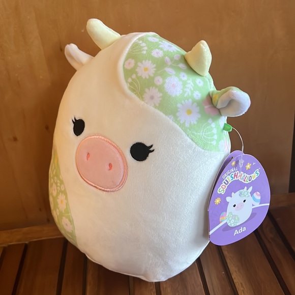 🟣 NWT 8” Ada The Easter Cow Squishmallow, floral flower butterfly print spring - Picture 3 of 8